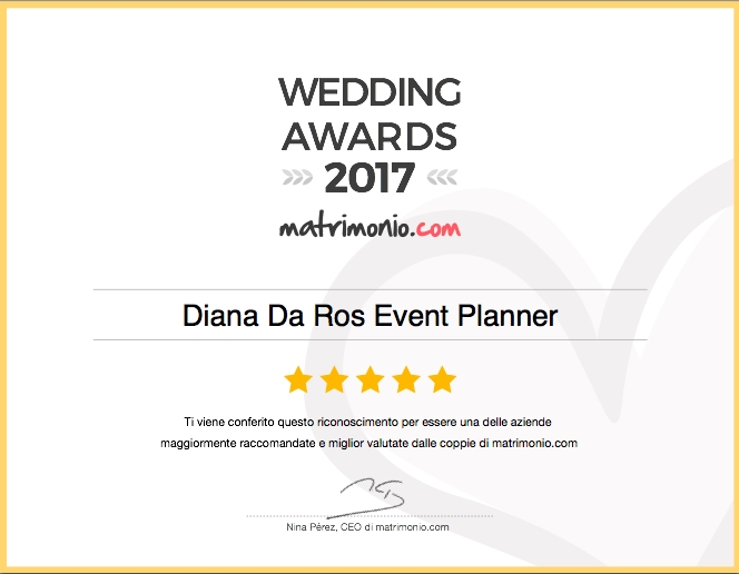 DIANA DA ROS VINCE I WEDDING AWARDS 2017