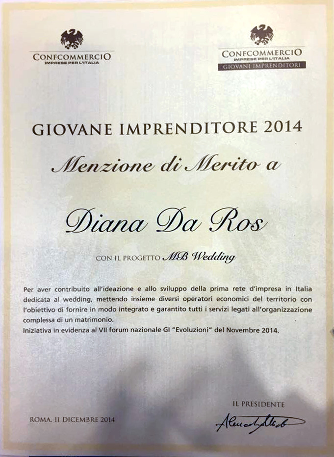 Menzione di merito - Giovane imprenditore 2014 - Confcommercio