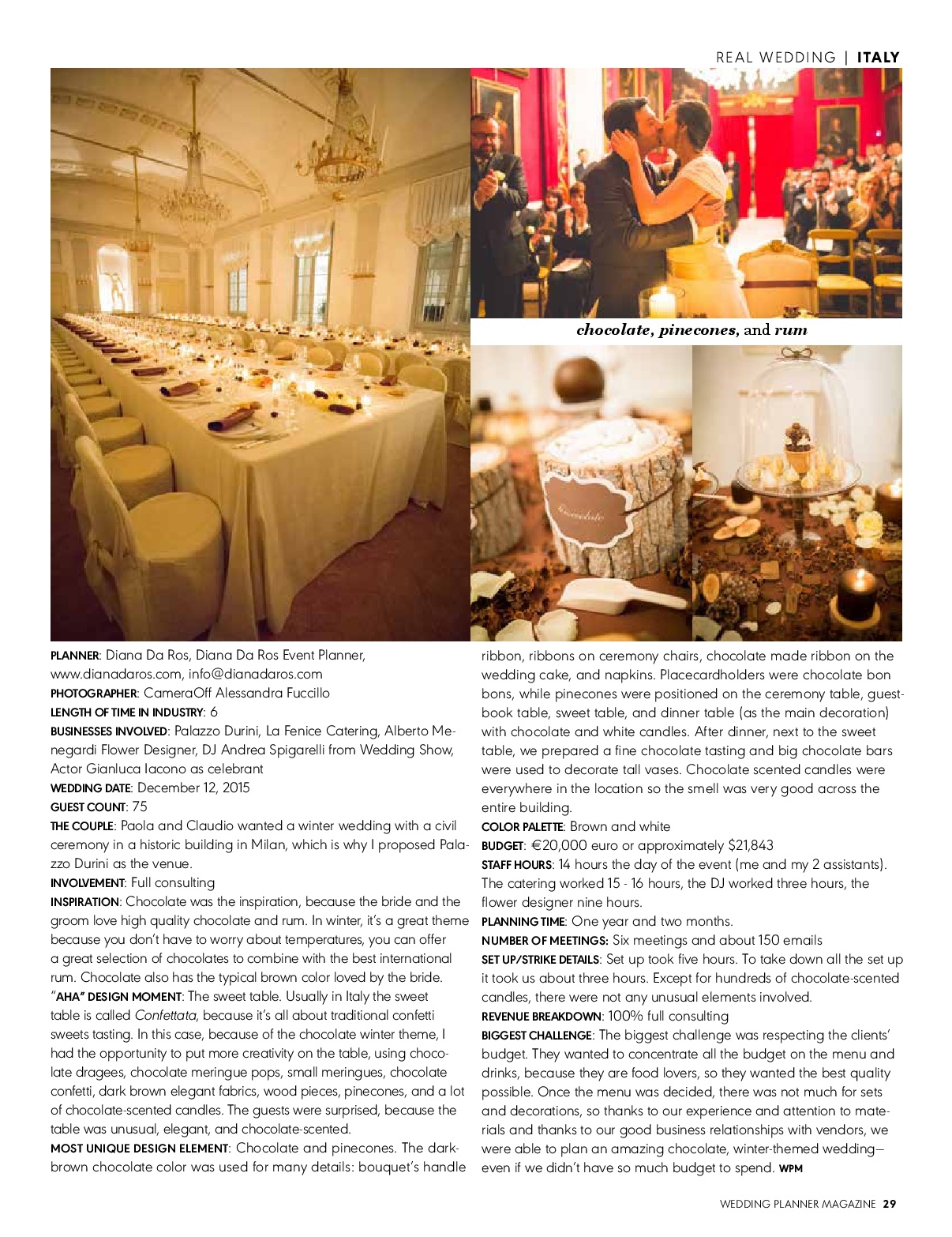 DIANA DA ROS EVENT PLANNER SU WEDDING PLANNER MAGAZINE chocolate-themed-wedding-by-Diana-Da-Ros by Diana Da Ros