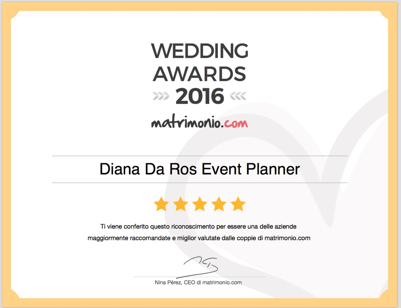 WEDDING AWARDS 2016 CATEGORIA WEDDING PLANNER wedding-awards by Diana Da Ros
